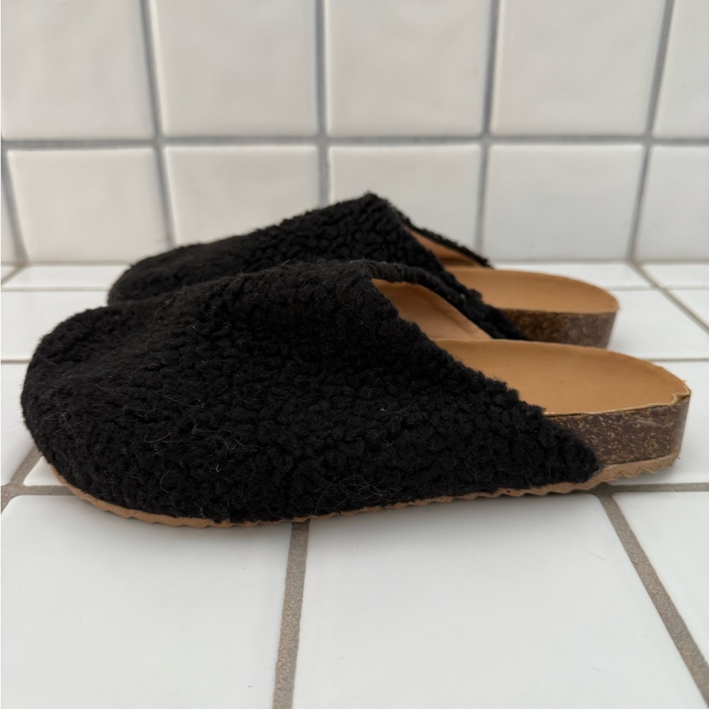 Lemonade Black Shearling Mules